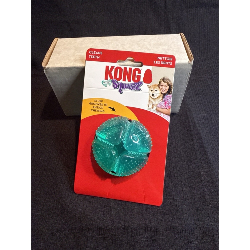 KONG Dental Squeezz Ball MEDIUM Treat Stuffable Teeth Cleaning Dog Chew Toy 2.5"